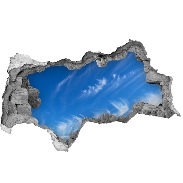 Sticker mural effet trou 3d Ciel bleu béton