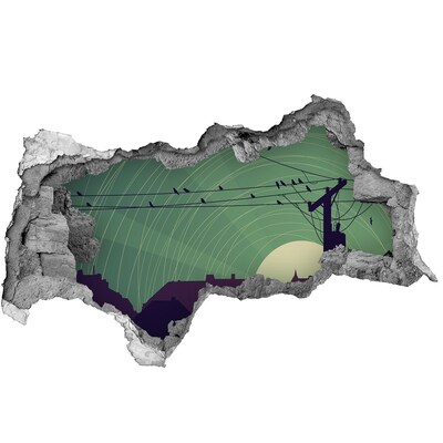 Autocollant à effet 3d trou Coucher de soleil dans la ville