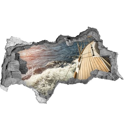 Sticker mural effet trou 3d Croisière sur une mer déchaînée