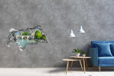 Autocollant mural trou Vue de Paris à travers un trou dans le mur