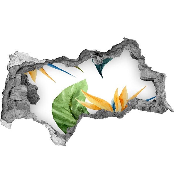 Sticker mural effet trou 3d Un paradis tropical derrière le mur