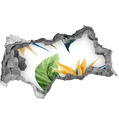 Sticker mural effet trou 3d Un paradis tropical derrière le mur