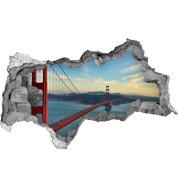 Sticker mural effet trou 3d Le pont du Golden Gate à San Francisco
