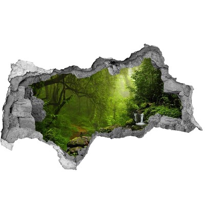 Sticker mural effet trou 3d Jungle au Népal béton