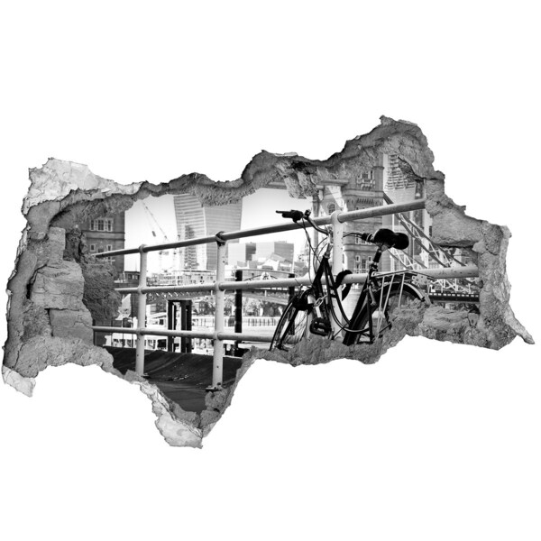 Autocollant à effet 3d trou Un vélo sur le quai de la ville