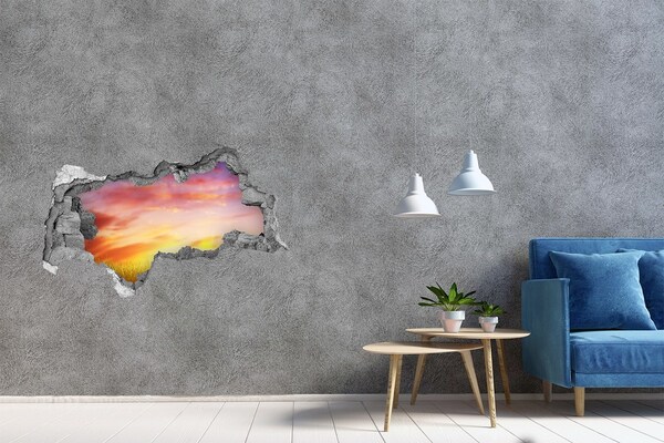 Sticker mural effet trou 3d Coucher de soleil béton