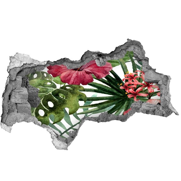 Sticker trou dans le mur jardin tropical caché