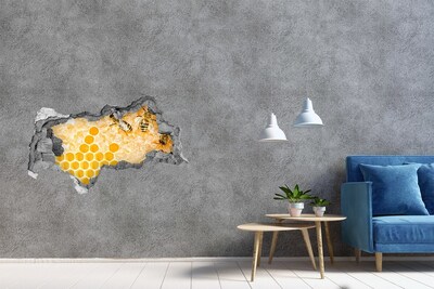 Sticker mural effet trou 3d Ruches dans le mur