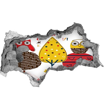 Autocollant à effet 3d trou Des arbres colorés dans un trou dans le mur