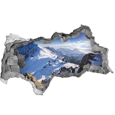 Autocollant à effet 3d trou Paysage de montagne en hiver