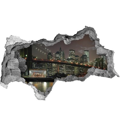 Sticker trou dans le mur New York la nuit à travers un trou dans le mur