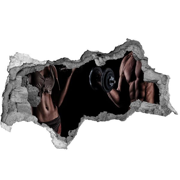 Sticker mural effet trou 3d Salle de sport à domicile