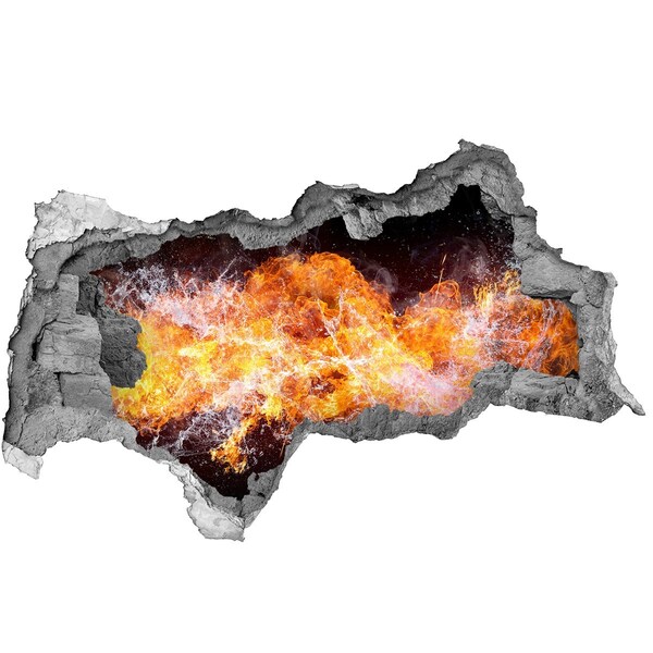 Autocollant à effet 3d trou Feu dans le trou du mur