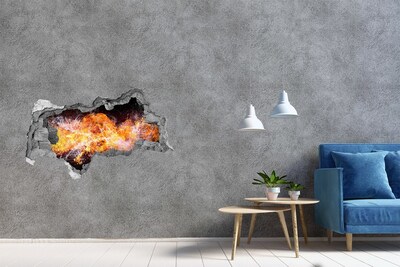 Autocollant à effet 3d trou Feu dans le trou du mur