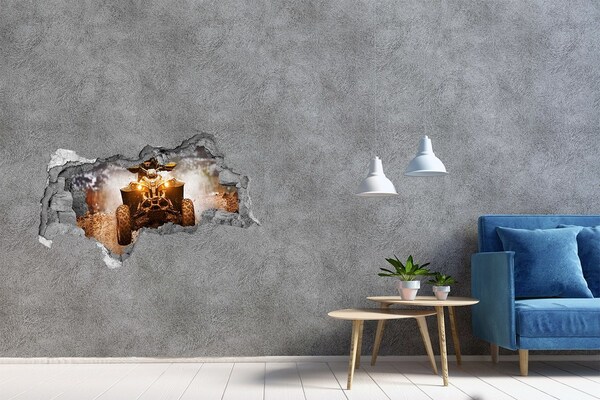 Sticker trou dans le mur Quad de rallye en action