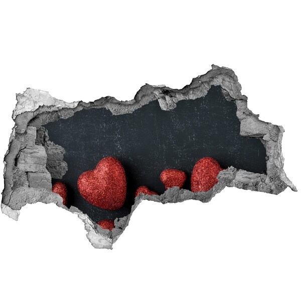 Sticker mural effet trou 3d Un cœur en ruines