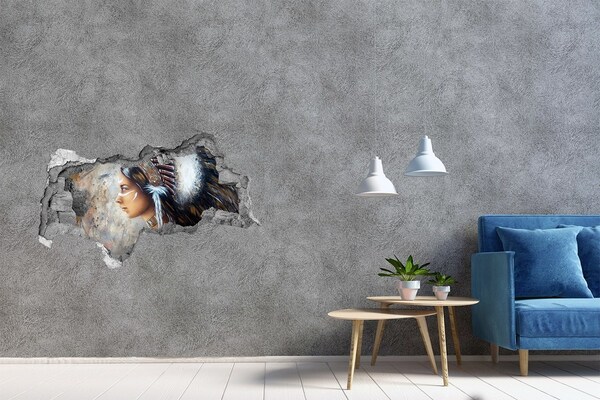 Autocollant mural trou Portrait d'une guerrière indienne