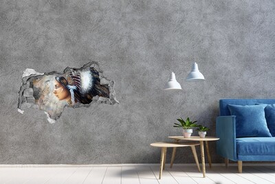 Autocollant mural trou Portrait d'une guerrière indienne