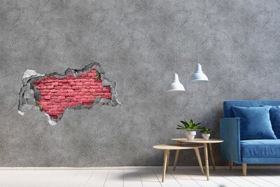 Sticker mural effet trou 3d Brique rouge dans le mur