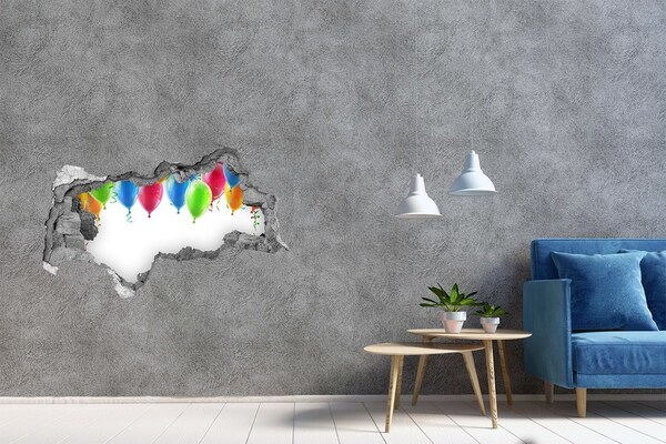 Autocollant à effet 3d trou Ballons dans un trou dans le mur