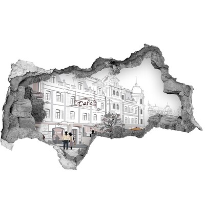 Sticker trou dans le mur Café de style européen