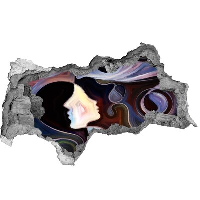Sticker trou dans le mur Des visages dans le chaos des couleurs
