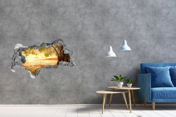 Sticker mural effet trou 3d Jardin au soleil