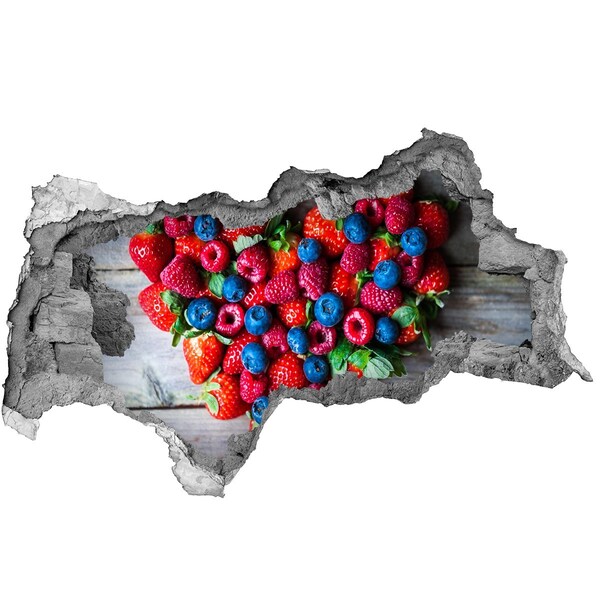 Sticker mural effet trou 3d Paradis des fruits