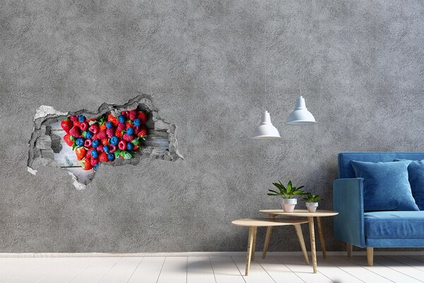 Sticker mural effet trou 3d Paradis des fruits