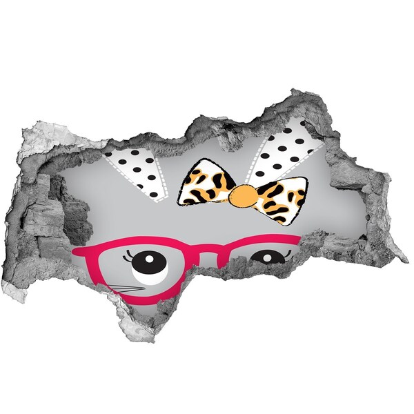 Sticker trou dans le mur Chaton avec des lunettes