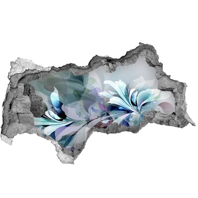 Sticker mural effet trou 3d Illusion florale en béton