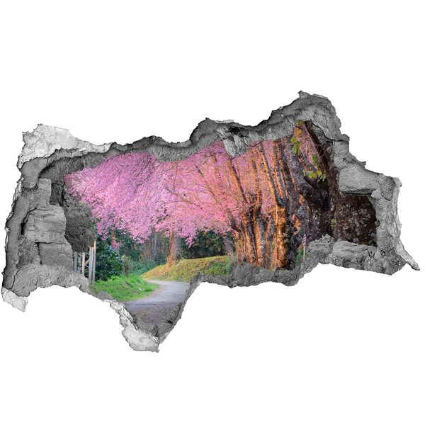 Autocollant à effet 3d trou Fleurs de cerisier béton