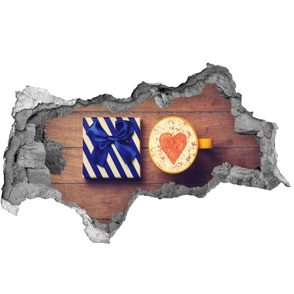 Autocollant à effet 3d trou Cadeau de café avec du cœur