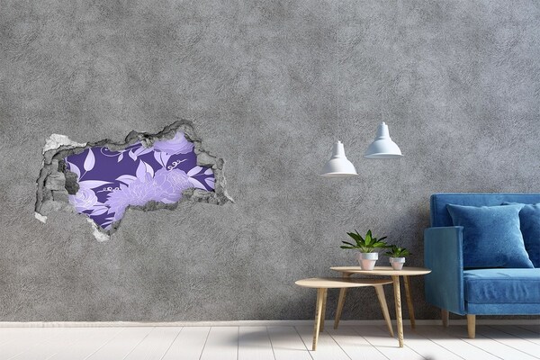 Autocollant à effet 3d trou Motif floral sur fond violet