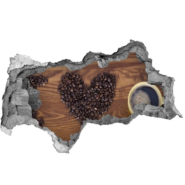 Autocollant à effet 3d trou Du café et un cœur de haricots