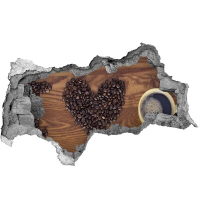 Autocollant à effet 3d trou Du café et un cœur de haricots