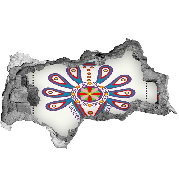 Sticker mural effet trou 3d Un motif coloré sur fond de mur abîmé