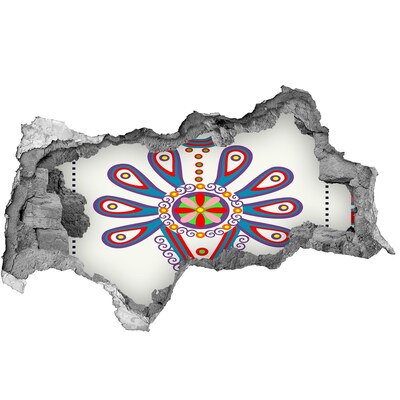 Sticker mural effet trou 3d Un motif coloré sur fond de mur abîmé