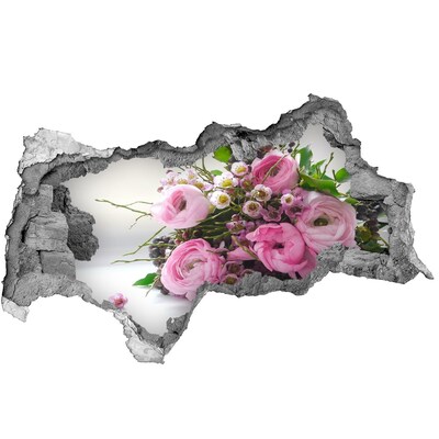 Autocollant à effet 3d trou Bouquet de roses béton