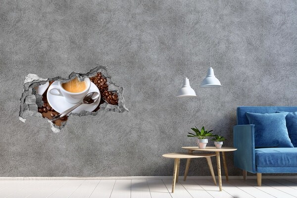 Sticker mural effet trou 3d Café de style industriel