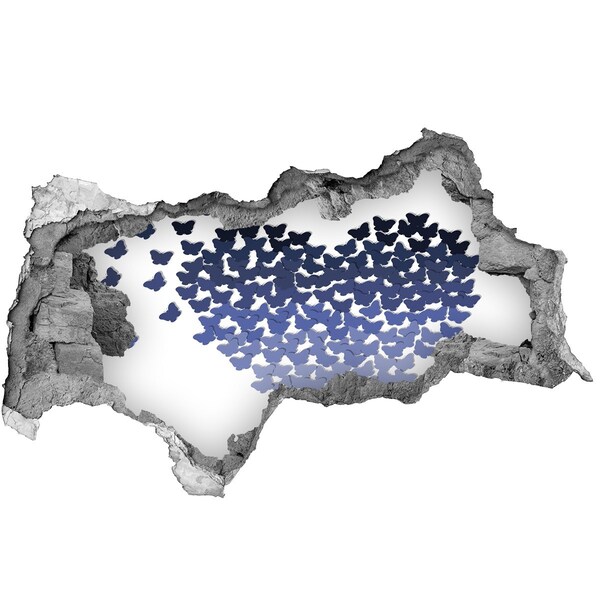 Autocollant à effet 3d trou Papillons dans les profondeurs bleues