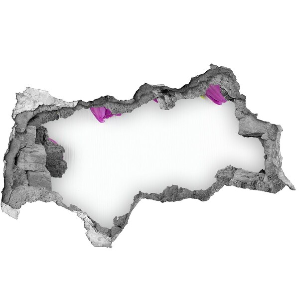 Sticker trou dans le mur Des fleurs s'infiltrent à travers le mur