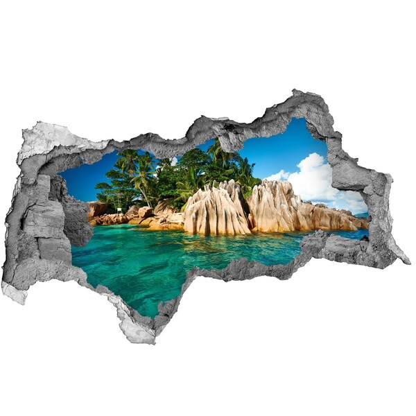 Sticker trou dans le mur Île tropicale béton