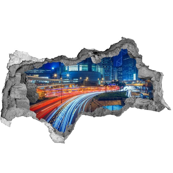 Sticker trou dans le mur Ville moderne la nuit