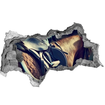 Sticker mural effet trou 3d Un cheval abattu derrière un mur