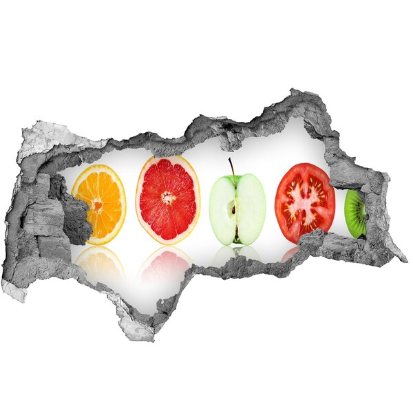 Sticker trou dans le mur Illusion de fruit en béton