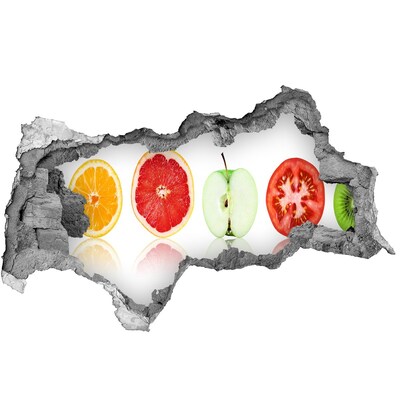 Sticker trou dans le mur Illusion de fruit en béton