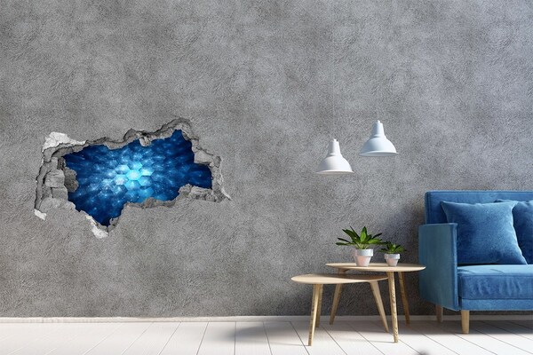 Sticker mural effet trou 3d Cristaux béton