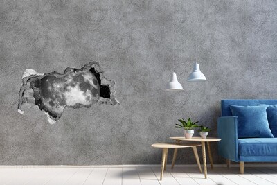 Autocollant mural trou La lune dans le trou du mur
