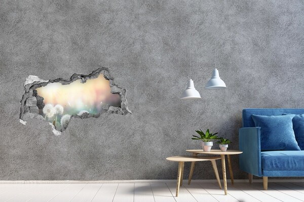 Sticker mural effet trou 3d Le monde floral derrière le trou